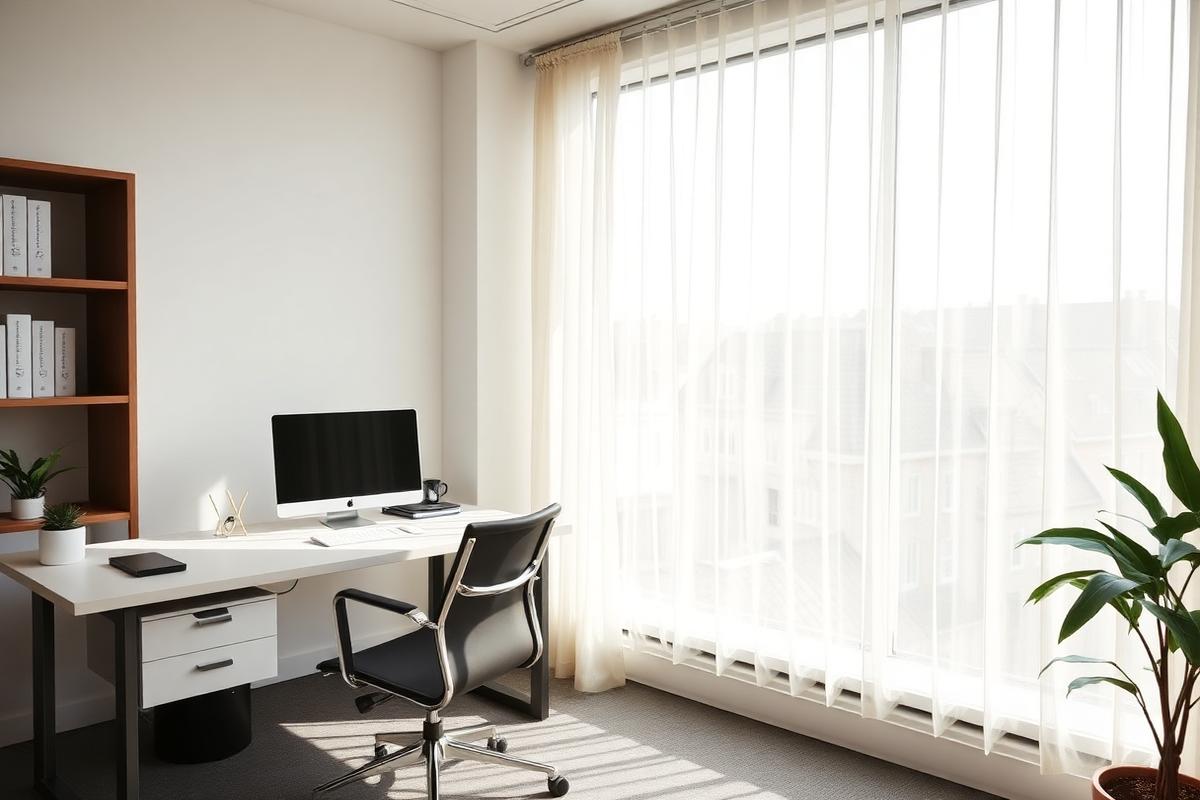 Workspace at the Lindenbaum B.V office overlooking Amsterdam